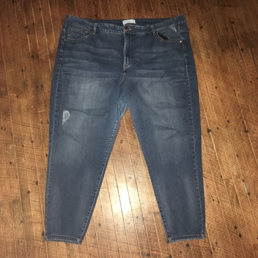 Lane Bryant distressed super stretch skinny jeans